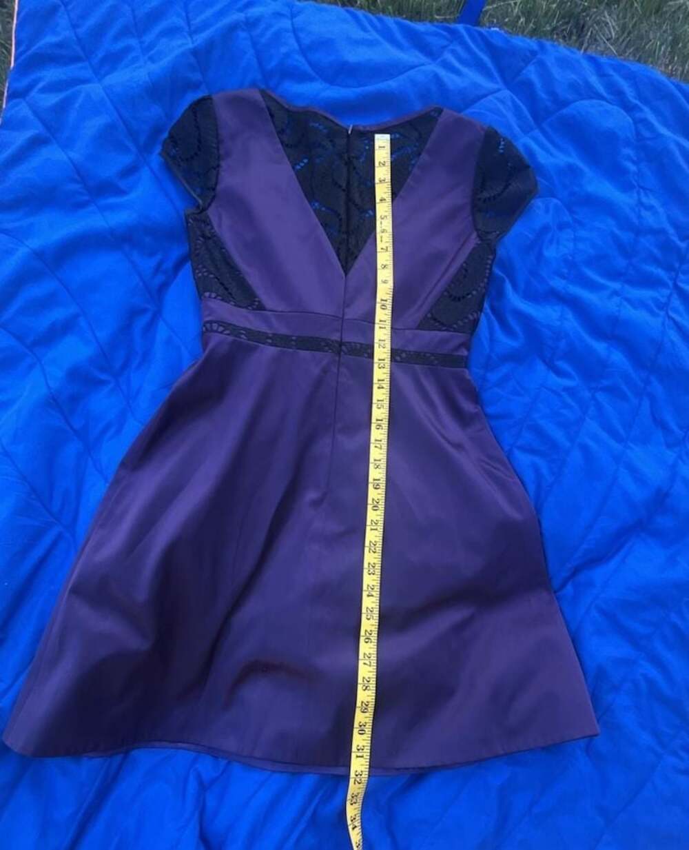 Karen Millen Purple and Black Lace Cap Sleeve Dress US 6 - Picture 9 of 13